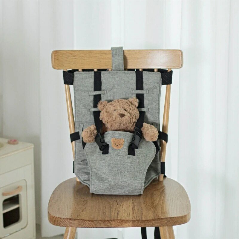77HD Baby Chair Backrest Cartoon Bear Embroidery Baby  Belt Baby  Security Belt Foldable High Chair Straps for Outdoo