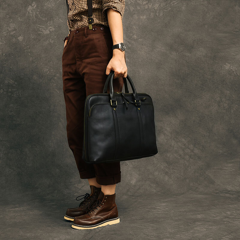 男性用の本革ケース,15インチのビンテージスタイルのスーツケース,フラップ付きのビジネスバッグ