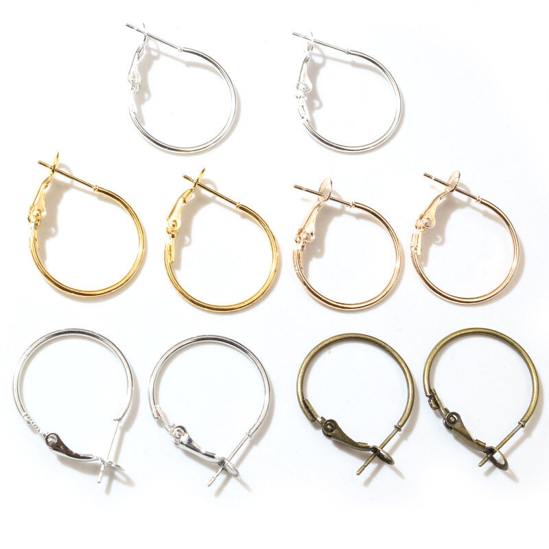 20pcs/Lot 15mm 20mm 25mm 30mm 5colors Plated Circle Round Hoop Round Big Circle Hoop Earrings DIY Women Jewelry Making