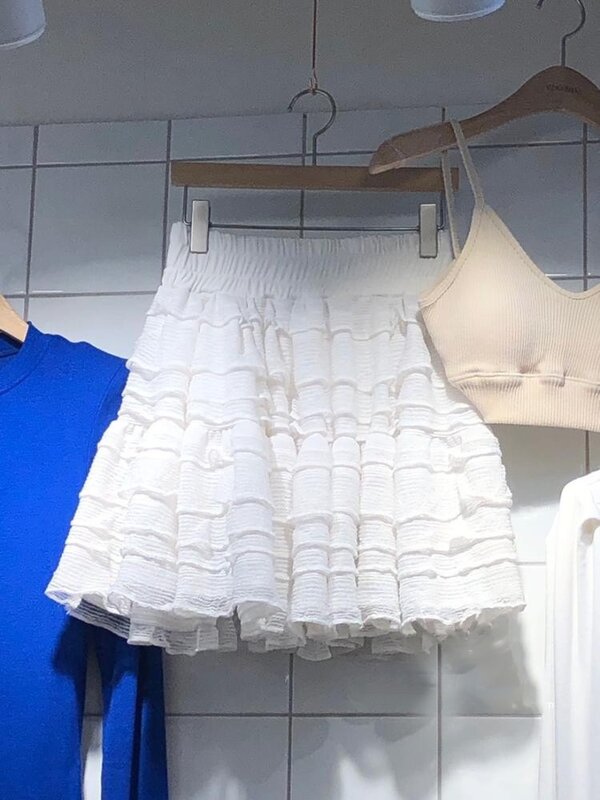 Женская мини-юбка с оборками, свободная эластичная короткая юбка с высокой талией, модель Y745 в Корейском стиле на лето, 2023