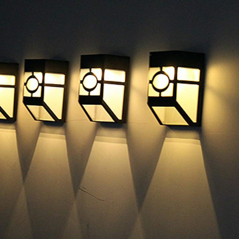 Lampu Dinding Tenaga Surya Super Terang 2 LED Lampu Malam ABS Hemat Energi Tahan Air untuk Lanskap Kebun Luar Ruangan Dropship