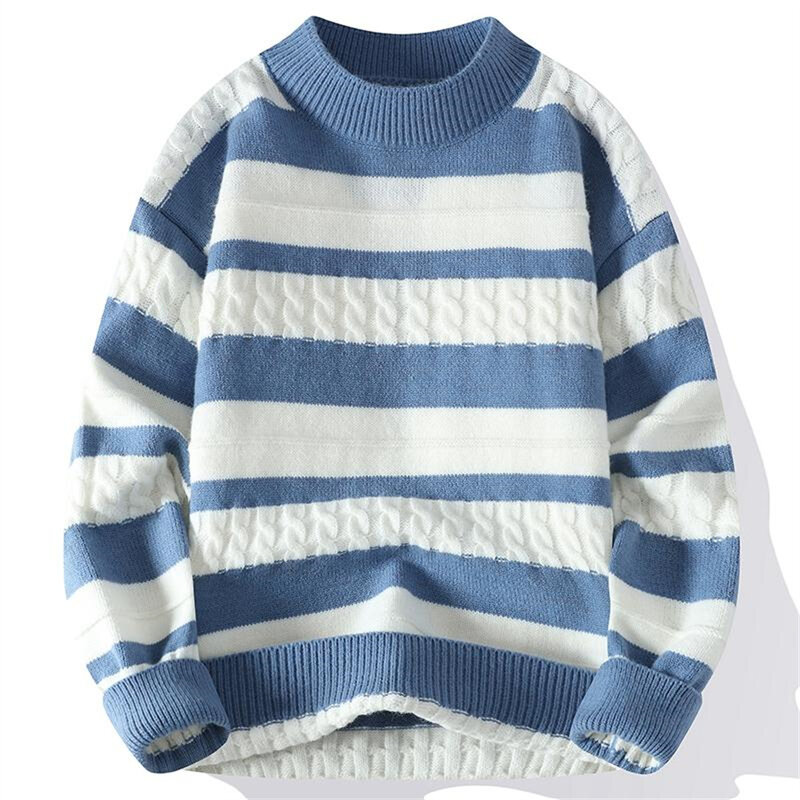 Sweater rajut lengan panjang untuk pria, Sweater pulover kasual leher bulat motif pasangan lucu, Sweater Pullover musim gugur musim dingin