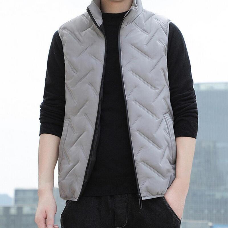 Mens Vest Jacket Warm Sleeveless Winter Coats Cotton Padded Coldproof Zipper Vest Thickened Waistcoat Outdoor Hiking Vests