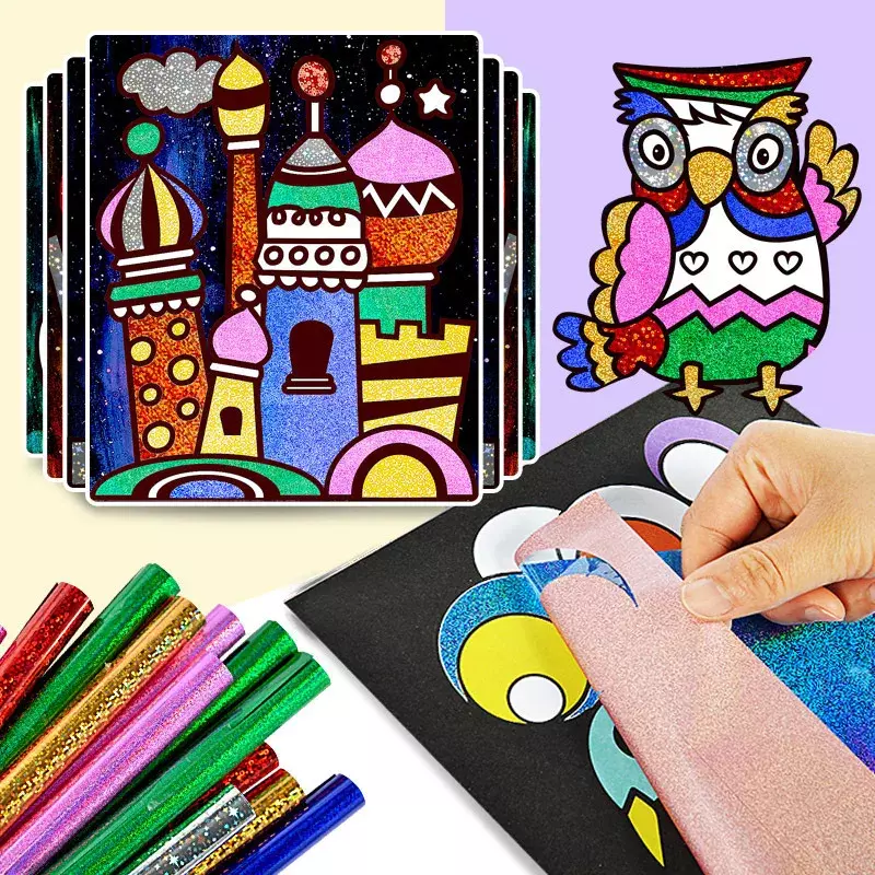 Magic Cartoon Painting Crafts Children's Crafts Toys DIY Children's Creative Educational Learning Painting Scissors Toys ArtGift