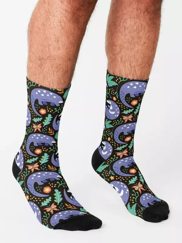 Modello Pangolin-calzini con motivo tropicale cool calzini da uomo antiscivolo di marca di lusso da donna