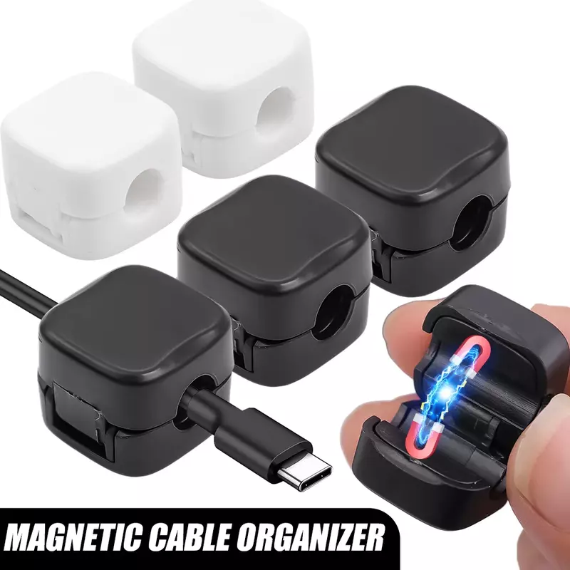 1/10Pcs Magnetic Cable Clips Cables Smooth Adjustable Cord Holder Under Desk Cable Management Wire Keeper Cable Organizer Holder