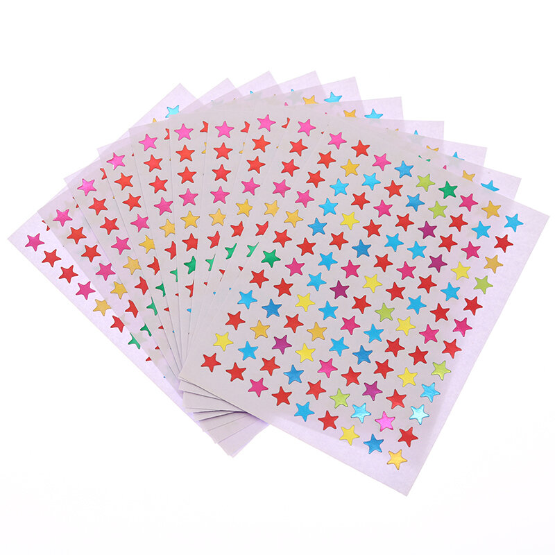 10 pezzi di molte stelle per bambini placcati in oro/argento ricompensa madre insegnante etichetta di lode stella a cinque punte amore rosa Sticker