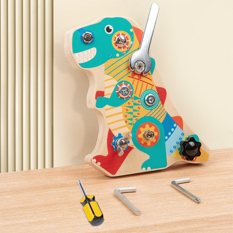 Детская деревянная игрушка-динозавр, винтовая сборка, игра Монтессори, обучение жизненным навыкам, обучающие игрушки для малышей, обучение моторике