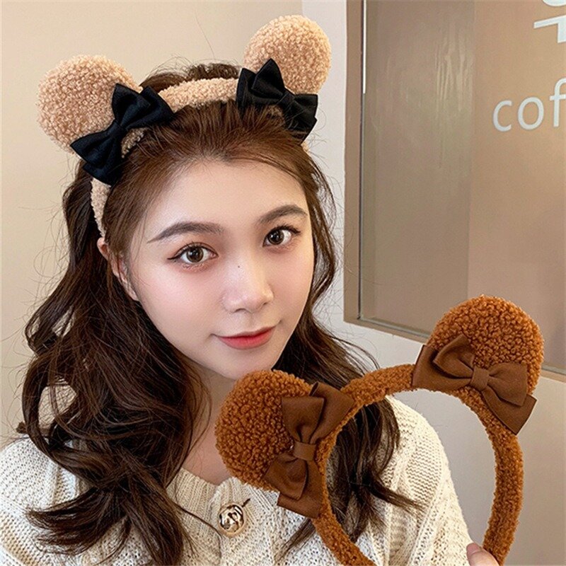Cute Bear Ears Plush Simple Hairbands for Kids, Lovely Hair Ornament, Headband, Hoops, Moda Infantil, Acessórios para Cabelo, Novo