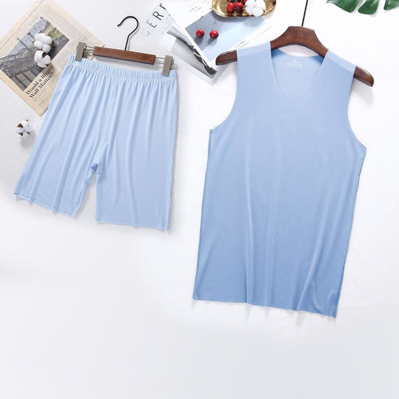 Пижама Мужская Летняя эластичная с V-образным вырезом и шортами