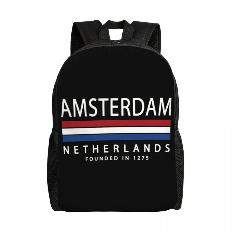 Holland Amsterdam Flag plecak na laptopa męski damski na co dzień plecak podróżny dla studentka Holandii o dużej pojemności