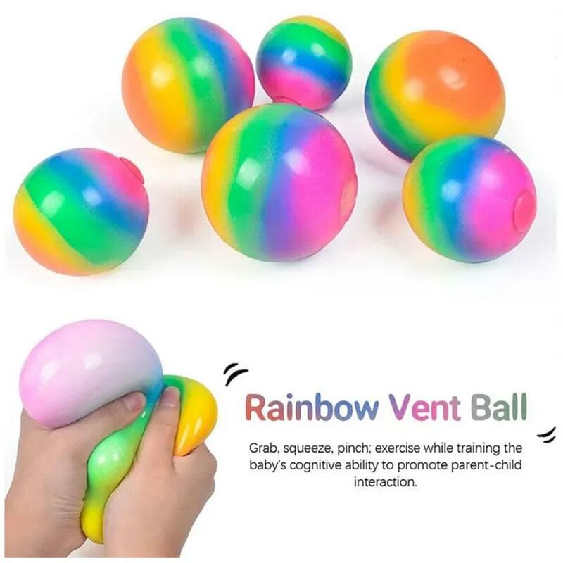 3d Regenboog Bal Stress Reliëf Speelgoed Kleurrijke Druk Vent Bal Voor Volwassenen Elastische Bal Sensorisch Speelgoed Knijpen Speelgoed Geschenken H4o8