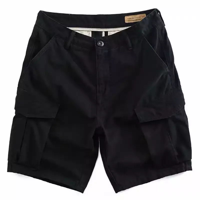 Шорты-карго мужские однотонные на молнии, элегантные винтажные свободные штаны с карманами, роскошная летняя одежда в стиле Харадзюку, Y2k