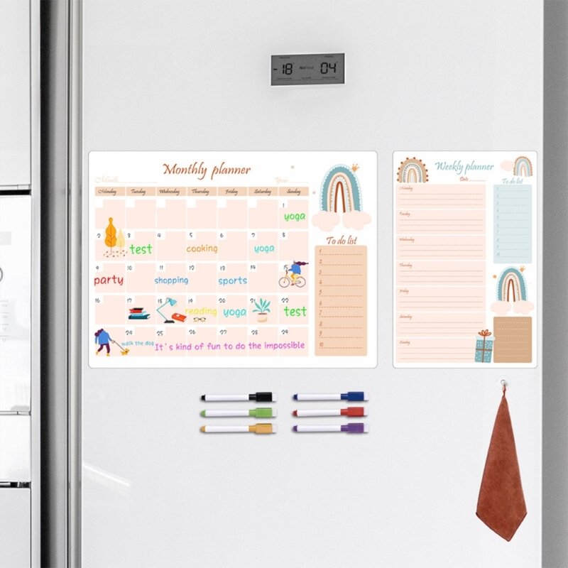 Calendario per lavagna magnetica per frigorifero, calendario magnetico Pianificatore settimanale Calendario per frigorifero