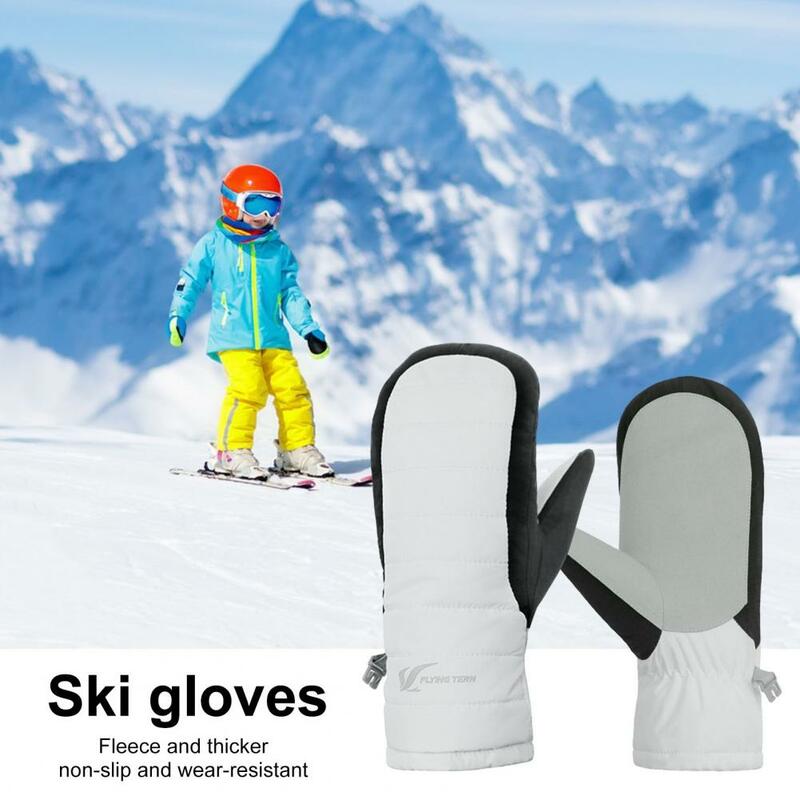 Guantes de esquí a prueba de viento para niños, manoplas de nieve impermeables, forro polar cálido, Ideal para niños y niñas, clima al aire libre, térmico