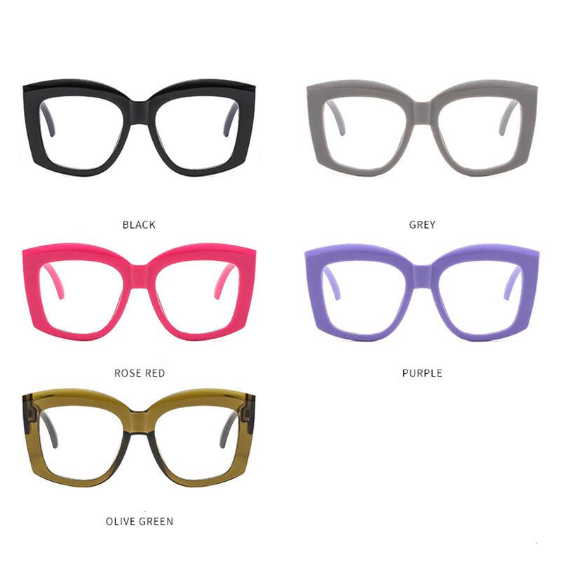 2024 neue breite Beine klar Anti Blaulicht Rahmen Frauen Brille transparent dicke bunte quadratische optische Polygon große Brille