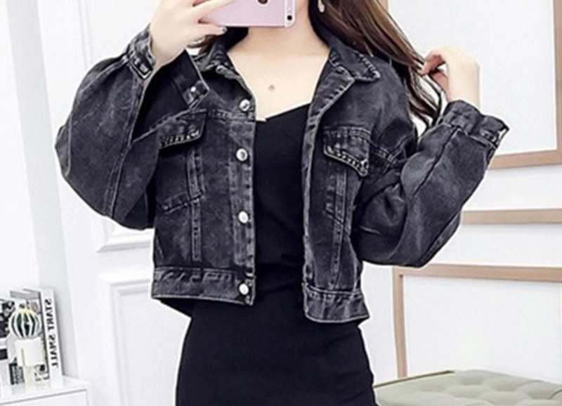 Jaqueta jeans moda feminina montagem curta lapela de mangas compridas único Breasted emagrecimento novos casacos Top solto