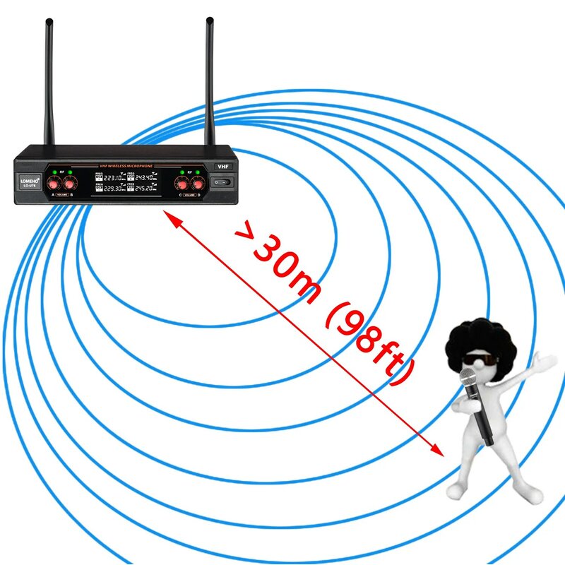 VHF-micrófono inalámbrico dinámico de frecuencia fija, 4 transmisores de mano, 30m, KTV en casa, LO-U78 PARA Karaoke de fiesta pequeña