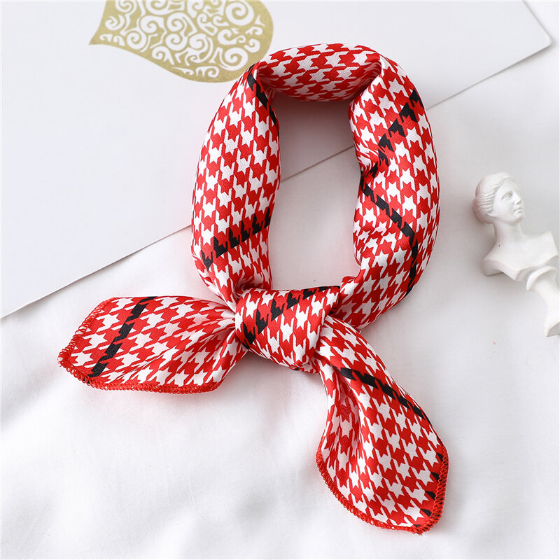 50cm Square Silk Scarf Head Neck Foulard Femme Bandana Print Fashion Women's Hair Tie Band Wrap Handkerchief Sjaal
