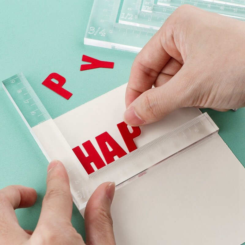 7 pz/set angoli della carta di carta henders Kit di strumenti di posizionamento Scrapbooking righelli acrilici per il trucco Kit di strati di carte di rivestimento