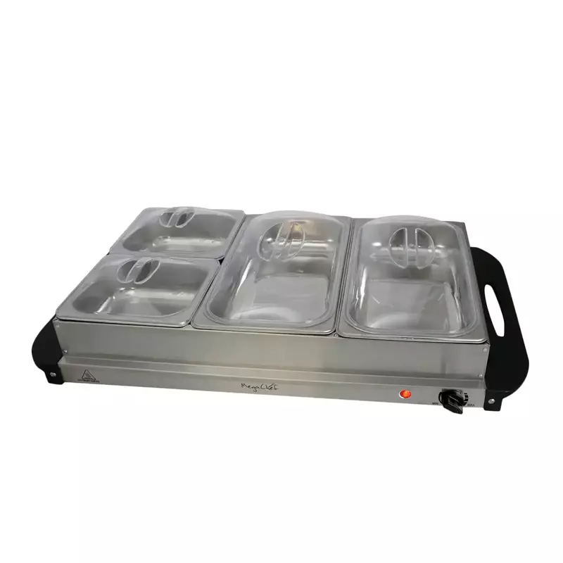 MegaChef 4 Section Buffet Server & Food Warmer in Stainless Steel