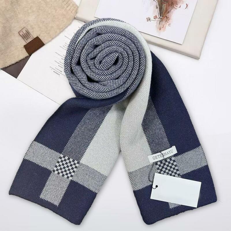 Plaid Scarf Stylish Plaid Patchwork Men's Winter Scarves for Keeping Warm Daily Wear Gifting to Friends Family Cozy Long Scarf