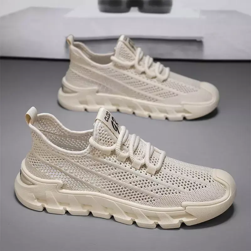 Sepatu pria 2024, Sneaker kasual anti selip sol lembut bernafas untuk lari
