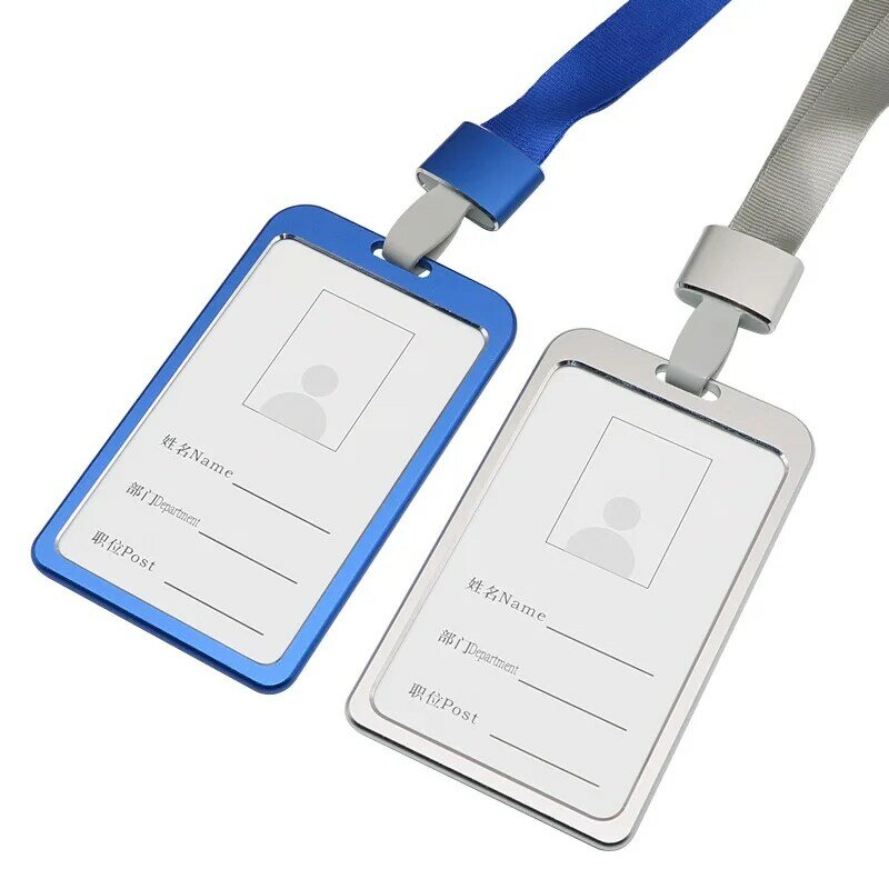 Logam Card Holder dengan Lanyard untuk Lulus Kartu Credential Pintu Lulus Penutup untuk Lencana Klip Aksesoris Kantor