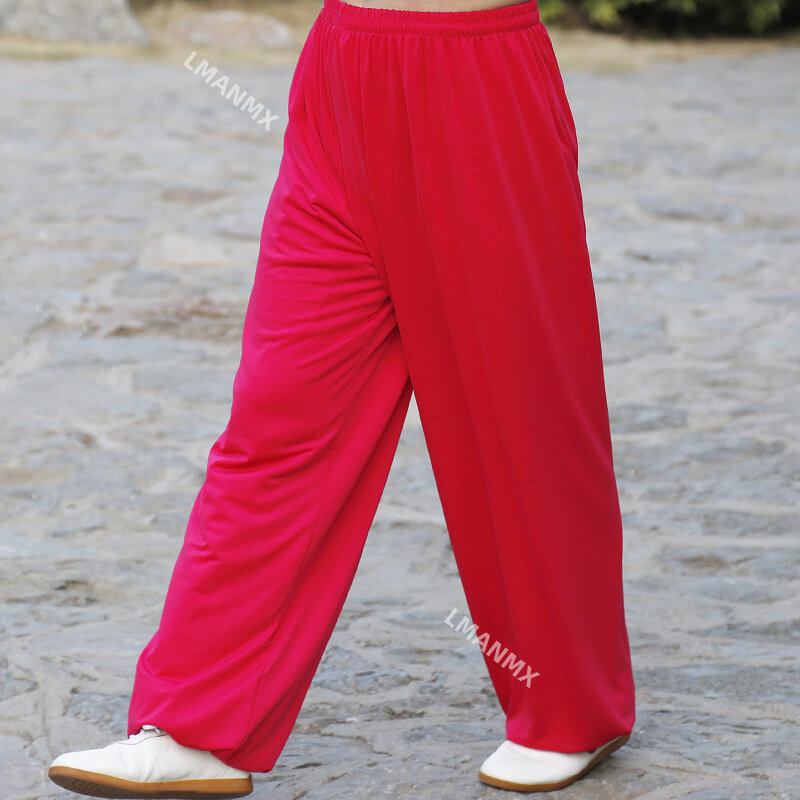 Celana Yoga seni bela diri Tai Chi celana akrobatik celana potong Kung Fu celana lari pria wanita