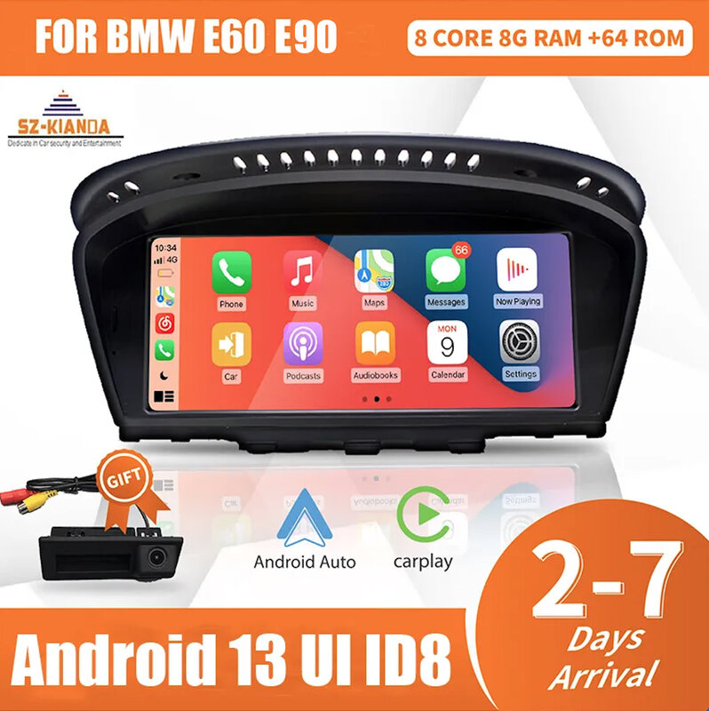 Apple CarPlay nirkabel Multimedia mobil otomatis Android 13 untuk BMW 5 3 Series E60 E61 E62 E63 E90 E91 E92 E93 CCC CIC Radio GPS 4G