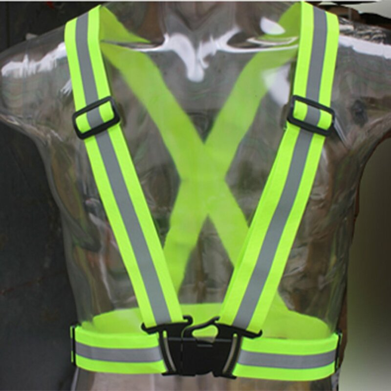 4CM Reflective Vest High Visibility Adjustable Safety Vests Elastic Strip Security Traffic Night Working Running Cycling Vest