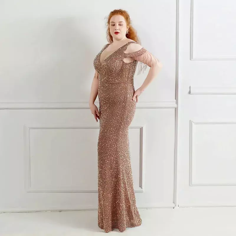 Шикарное сексуальное элегантное женское платье Sladuo большого размера с разрезом и V-образным вырезом, блестящее длинное платье, повседневное модное коктейльное вечернее платье, облегающее платье
