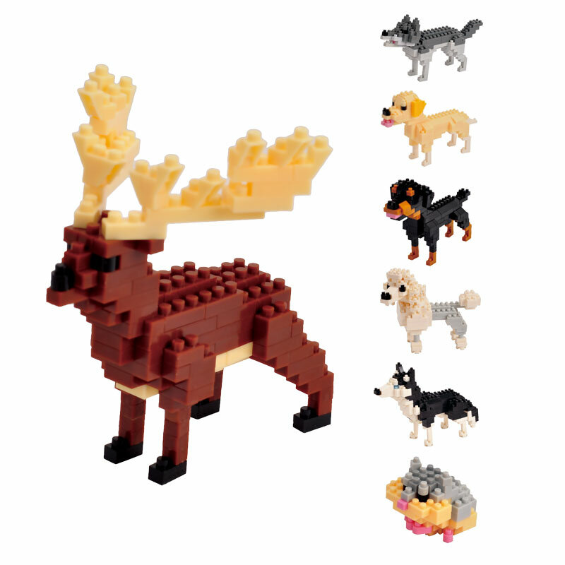 Mini Diamond Building Blocks para Crianças, Micro Bricks, Modelo Animal 3D, Cão, Gato, Pássaro, Alce, Lobo, Panda, Brinquedos De Arara, Presentes de Aniversário