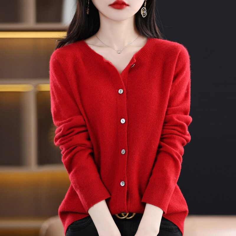 Sweter Wol Kardigan Wanita 2023 Musim Semi Musim Panas Mode Baru Versi Korea Longgar Gaya Asing Leher Bulat Mantel Sweter Pendek