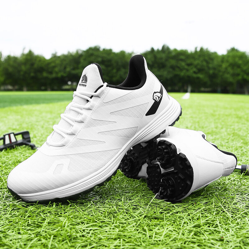 รองเท้ากอล์ฟระบายอากาศได้ดีสำหรับผู้ชายรองเท้าผ้าใบกอล์ฟกอล์ฟน้ำหนักเบาใหม่