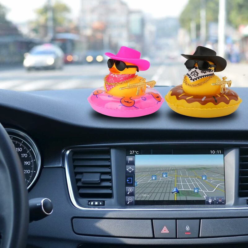 Pato de goma para salpicadero de coche, Mini pato de goma, accesorios para salpicadero, adorno amarillo