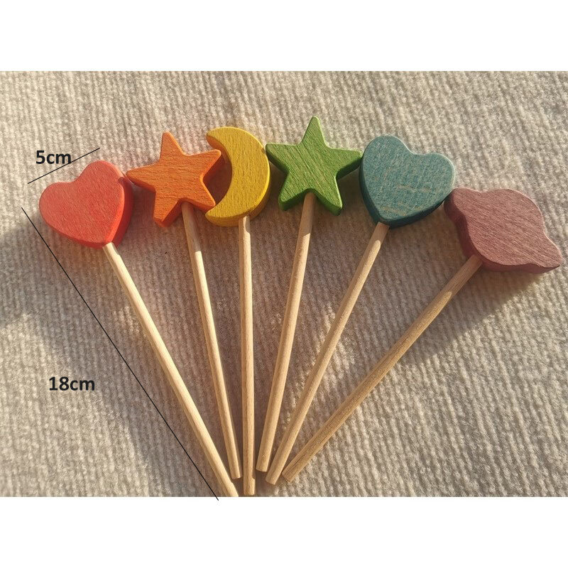 Magic Star Wand Rainbow Wooden Heart Blocks Pastel Nordic Beech Moon Clound Decor Fairy Stick Open-ended Play