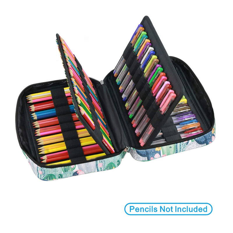 Colored Pencil Case - 166 Pencils or 112 Slots Colored Pencil Organizer Holds Gel Pens Large Capacity Zippered Pencil Holder
