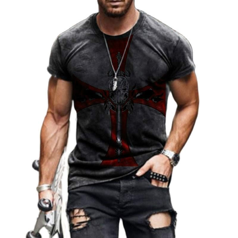 Мужская футболка с 3D-принтом, с круглым вырезом и коротким рукавом