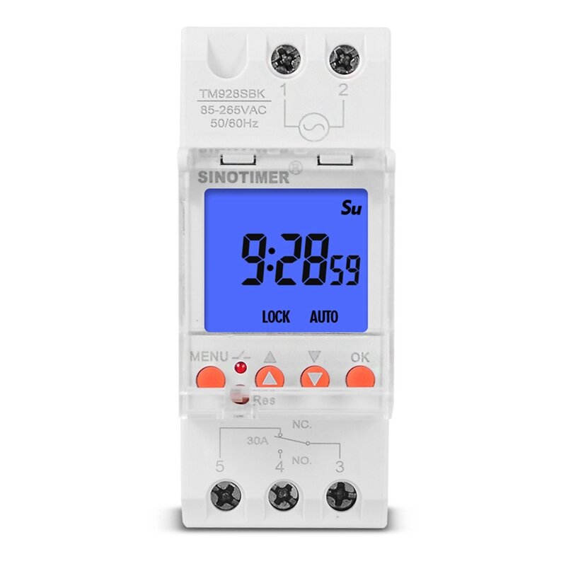 SINOTIMER TM928SBKL Second Control Large Screen Display Replaceable ABS Timer Switch Backlight-85-265V 30A