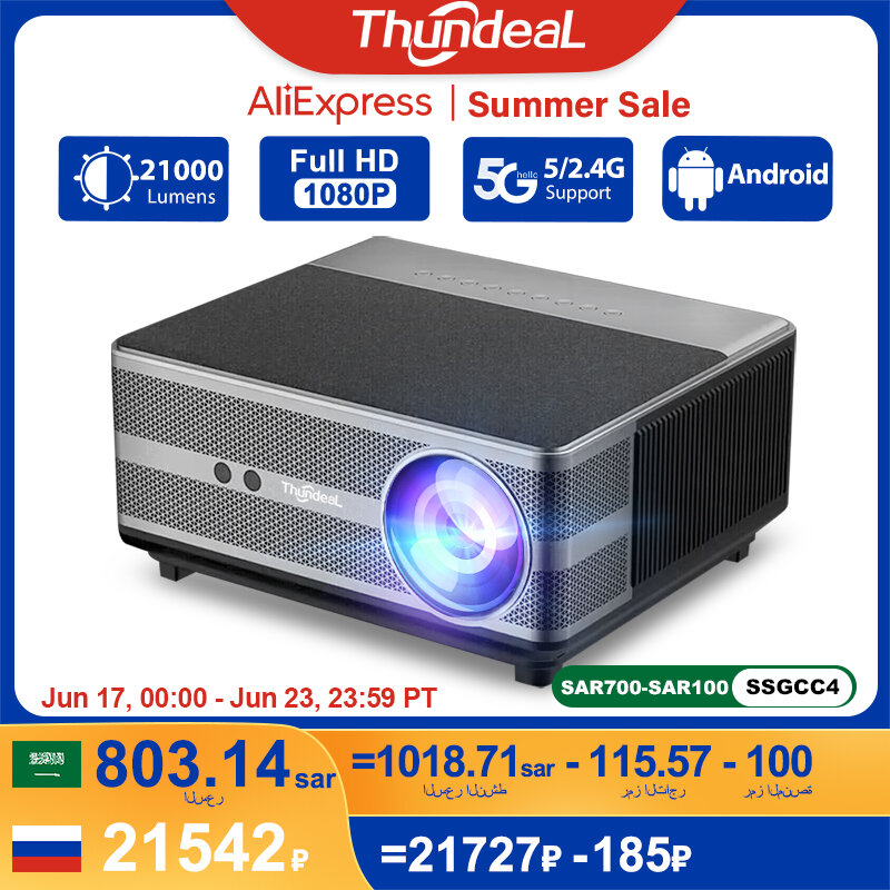 ThundeaL Full HD 1080P proiettore WiFi LED 2K 4K Video Movie Beam TD98 TD98W proiettore Android PK DLP Home Theater Cinema Beamer
