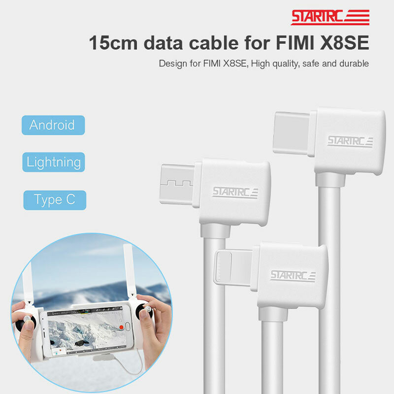 Kabel Data OTG pengendali jarak jauh ke konektor telepon mikro USB TypeC IOS memperpanjang untuk Fimi X8SE/X8S Aksesori Drone 15cm