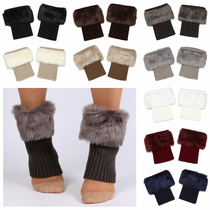 1 Pair Women Winter Knitting Leg Warmers Boot Cover Keep Warm Socks Solid Color Short Socks Boot Warmers Boot Toppers