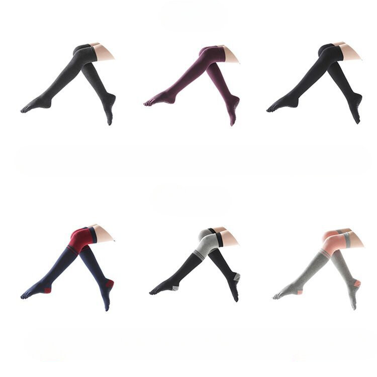 Meias Yoga Cinco Dedos para Mulheres, Sobre o Joelho, Antiderrapante, Dança, Pilates