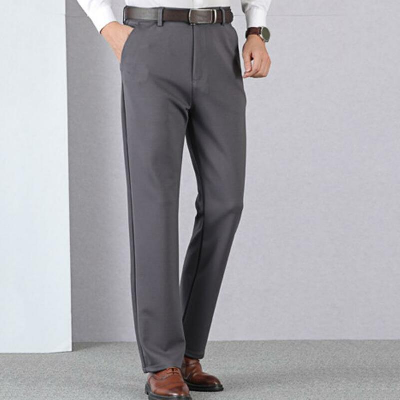 Pantalones informales para hombre, pantalón clásico, recto, holgado, de cintura alta, traje informal de negocios, trabajo, talla 38