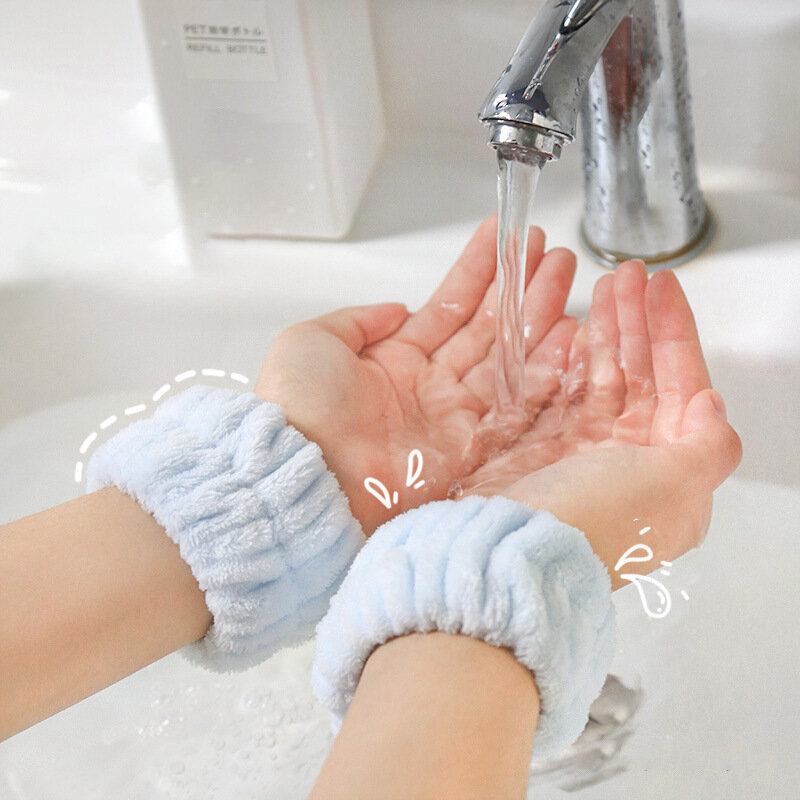 2pc lavaggio braccialetto assorbente protezione del polso accessori per il bagno artefatto per il lavaggio del viso polsini per il lavaggio delle mani manicotti Anti-bagnatura