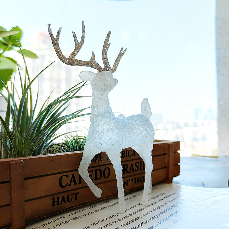 Patung kecil kristal elegan Elk berkilau rusa dudukan Emas rusa Natal DIY ornamen meja cantik