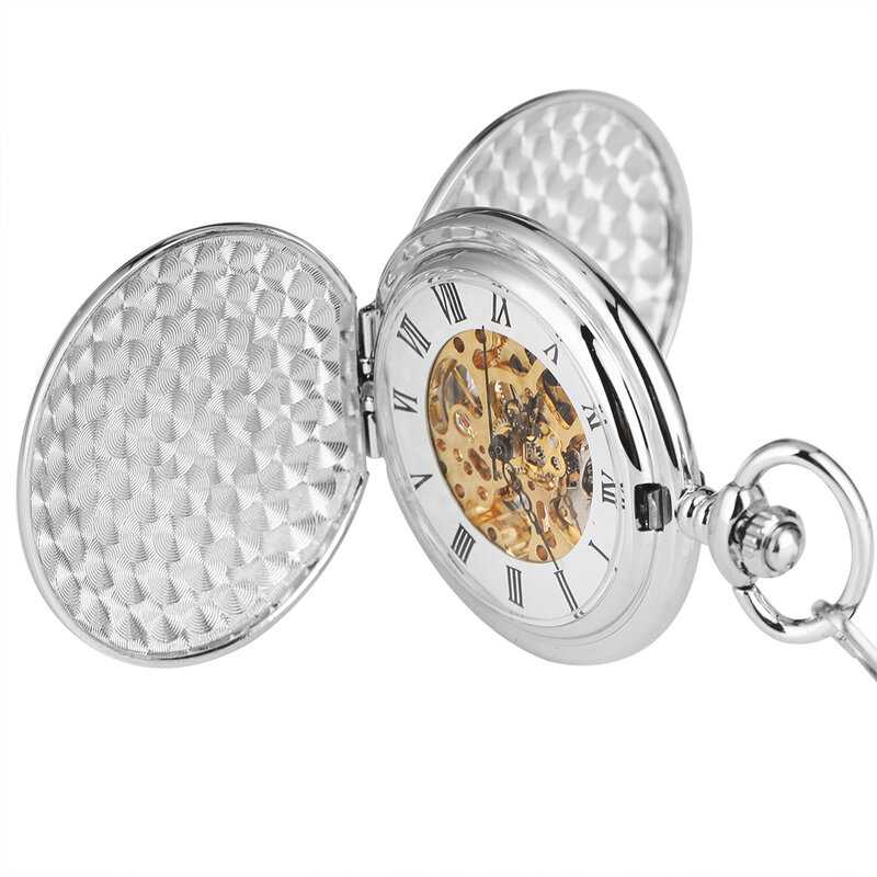 Reloj de bolsillo mecánico para hombre y mujer, accesorio sencillo y liso con doble diseño, cadena Punk, regalo, marca superior de lujo