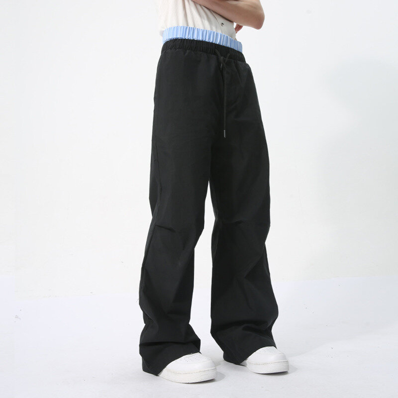 NOYMEI-calças masculinas com contraste, calças de camadas soltas, patchwork com todos os fósforos, moda casual, design de nicho, verão, WA4405