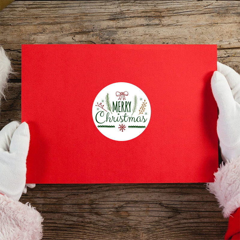 Pegatina de Feliz Navidad para decoración de Año Nuevo, sello para caja de regalo, etiqueta para hornear, embalaje, 100-500 Uds.